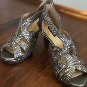 Alex Marie Silver Rhinestone Heels
